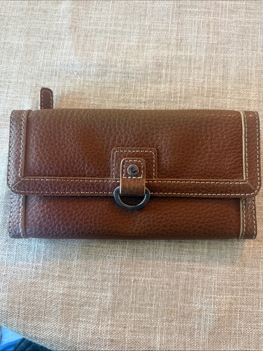 Tommy Hilfiger Brown Leather-Look Wallet Clutch Organizer Snap Closure